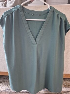 V-Neck Blouse Teal Green Size Large